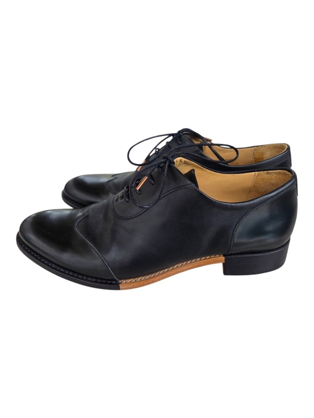 Office of Angela Scott Mr. Evans Black Wingtip Oxford Shoes EU 39 (8.5-9) - Picture 2 of 10